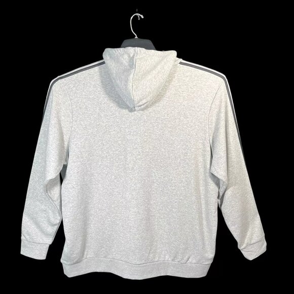 Adidas Men's Frech Terry Pullover Hoodie 4XL Gray/Black Logo Front 3-Stripe Top - Picture 4 of 11